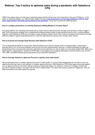 webinar top 3 tactics to optimize sales during