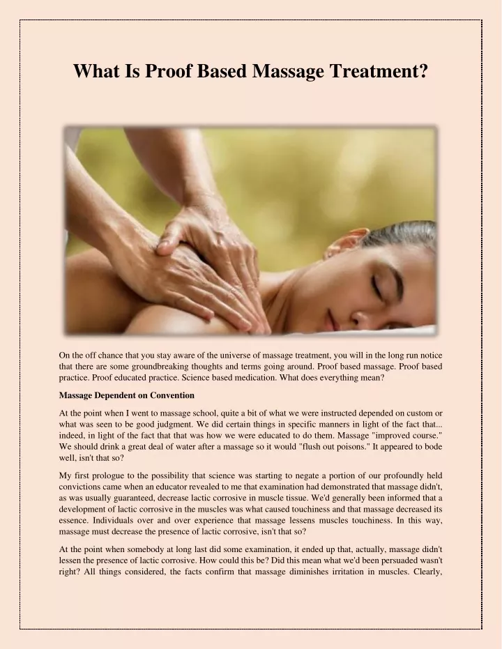 what is proof based massage treatment