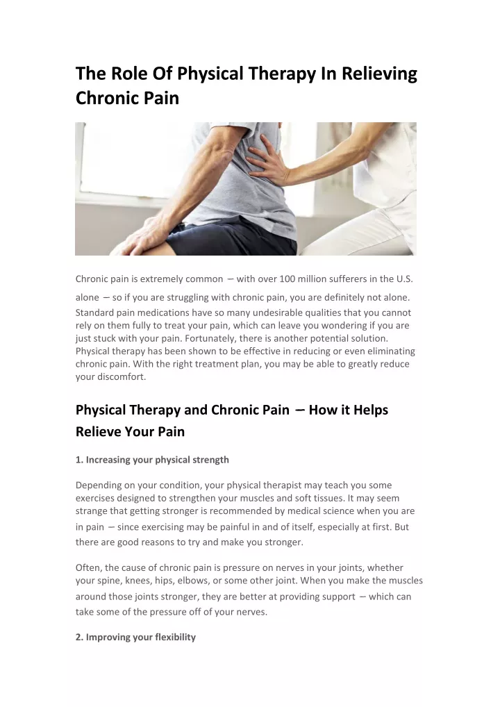 the role of physical therapy in relieving chronic