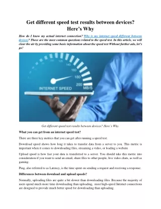 get different speed test results between devices