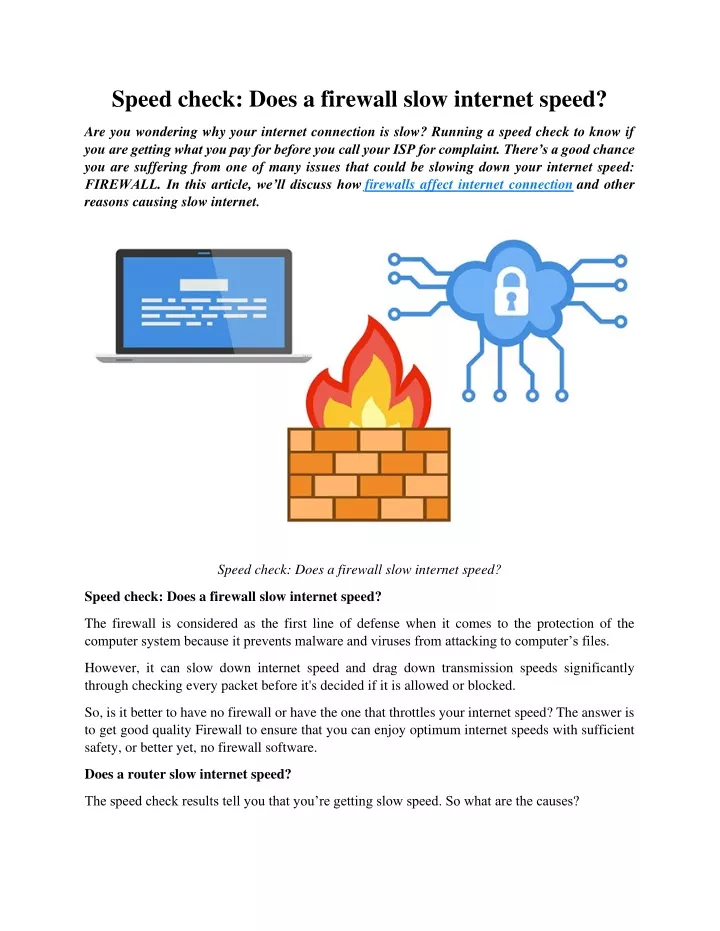 speed check does a firewall slow internet speed