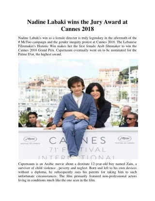 Nadine Labaki wins the Jury Award at Cannes 2018