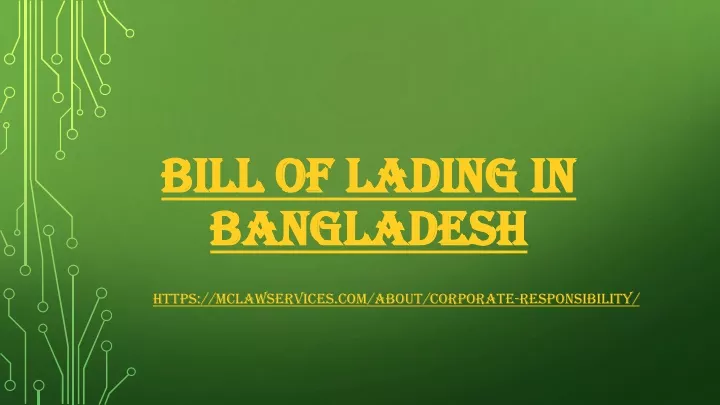 bill of lading in bangladesh