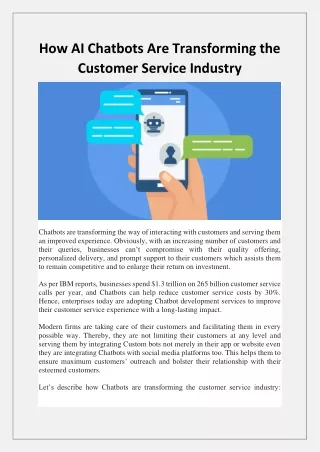 How AI Chatbots Are Transforming the Customer Service Industry