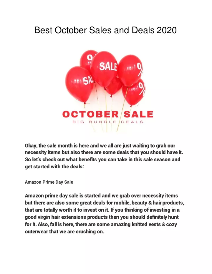 best october sales and deals 2020