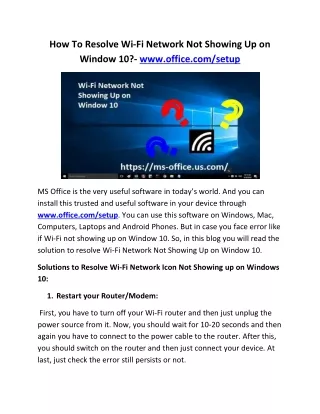 how to resolve wi fi network not showing