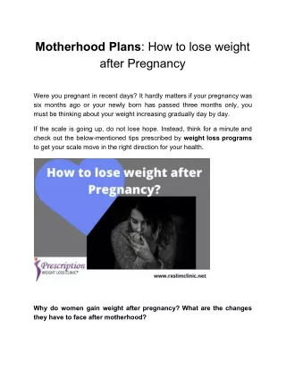 How to lose weight after pregnancy ?