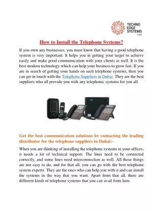 how to install the telephone systems