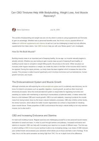 can cbd tinctures help with bodybuilding weight