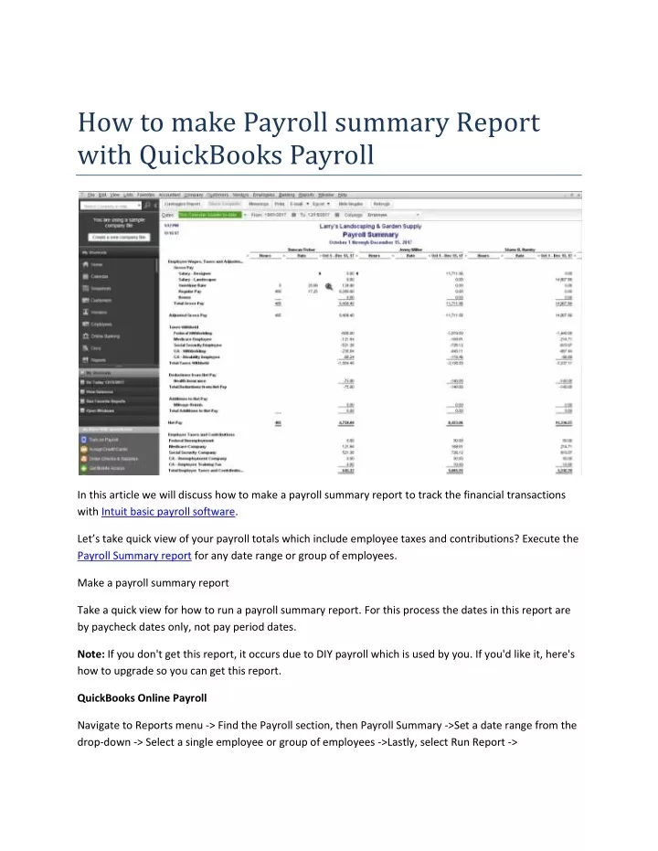 how to make payroll summary report with