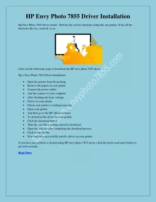 hp envy photo 7855 driver installation