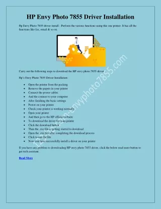 HP Envy Photo 7855 Driver Setup