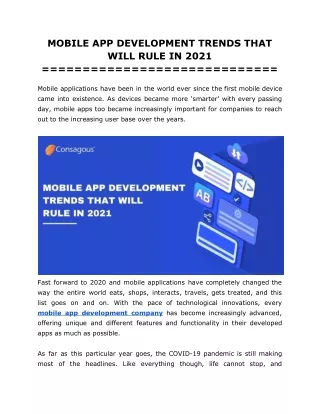 mobile app development trends that will rule