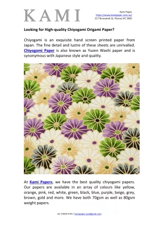 Looking for High-quality Chiyogami Origami Paper?