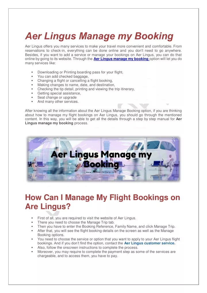 aer lingus manage my booking