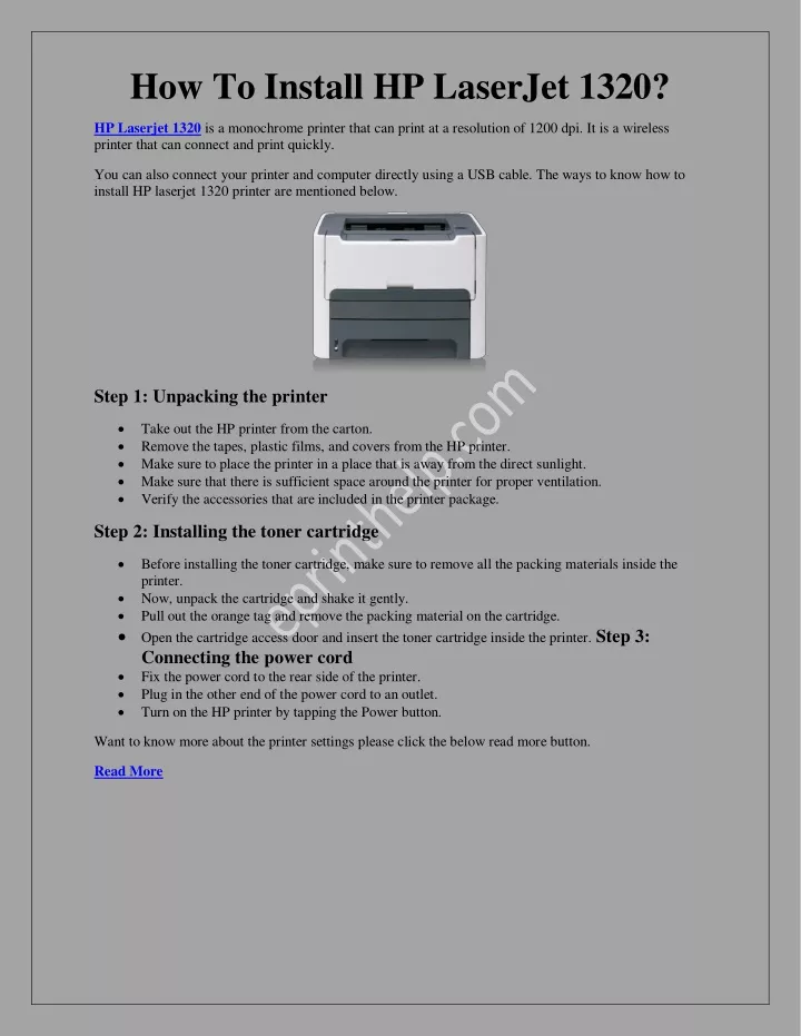 how to install hp laserjet 1320