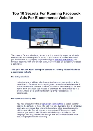 top 10 secrets for running facebook