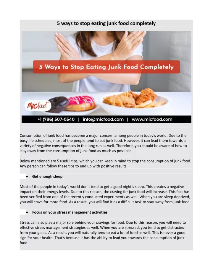 5 ways to stop eating junk food completely