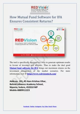 how mutual fund software for ifa ensures