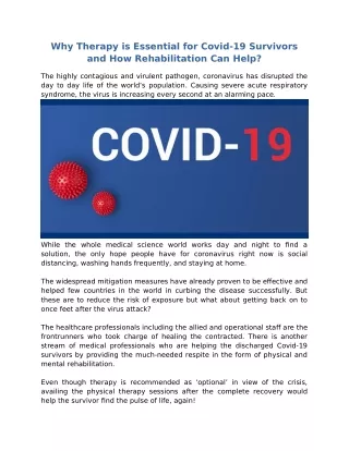 Why therapy is essential for covid 19 survivors
