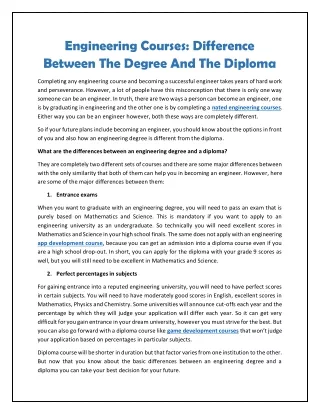 engineering courses difference between the degree