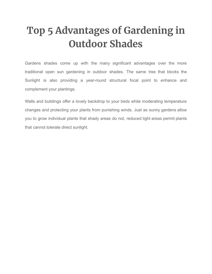 top 5 advantages of gardening in outdoor shades