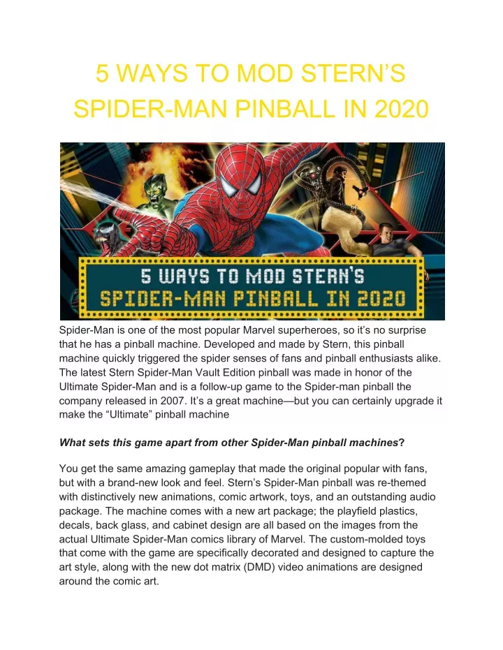 5 ways to mod stern s spider man pinball in 2020