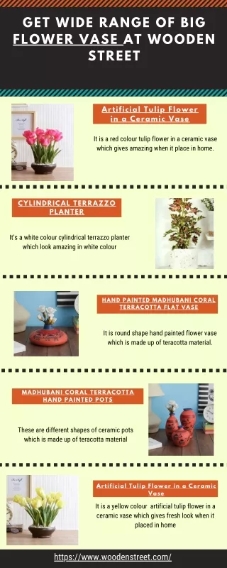 get wide range of big flower vase at wooden street