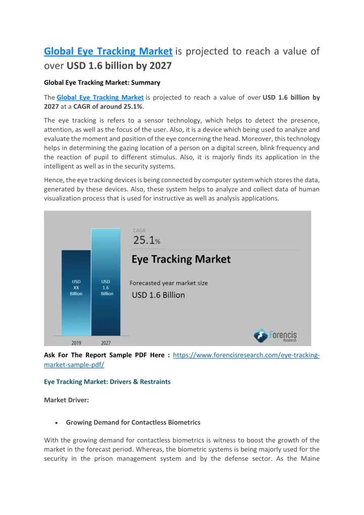 global eye tracking market is projected to reach