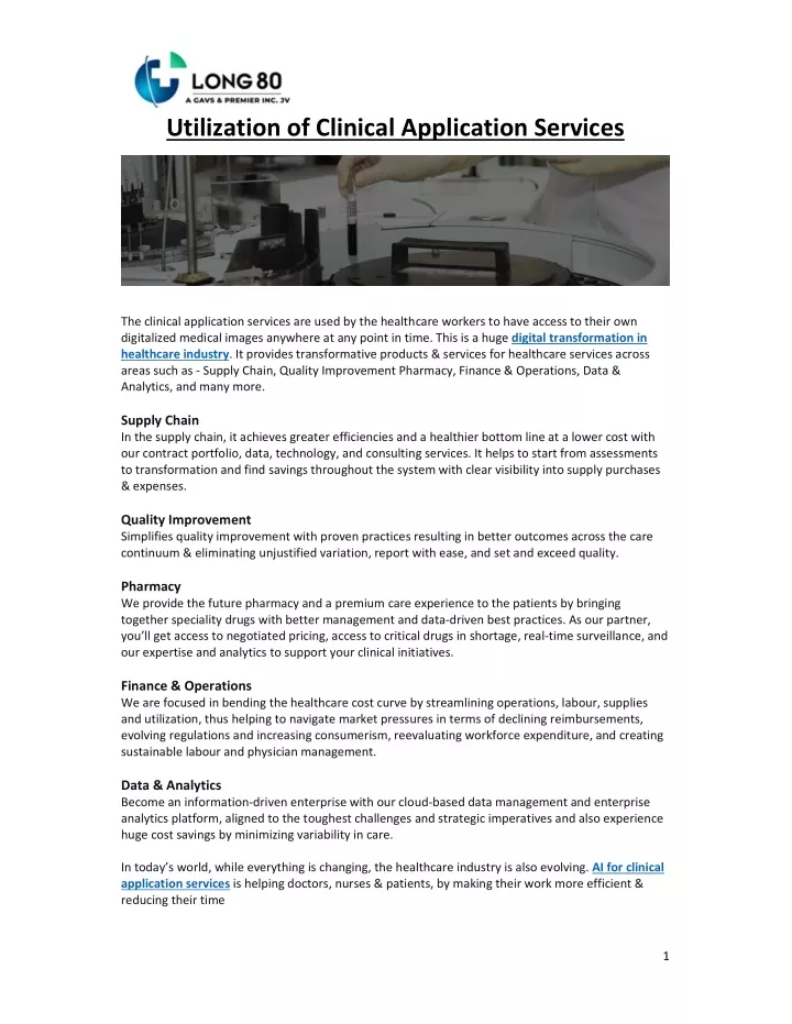 utilization of clinical application services