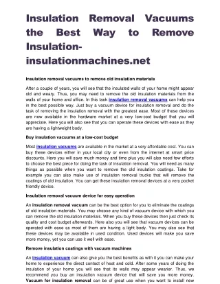 insulation removal vacuums the best