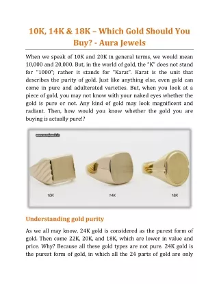 10K, 14K & 18K _ Which Gold Should You Buy - Aura Jewels