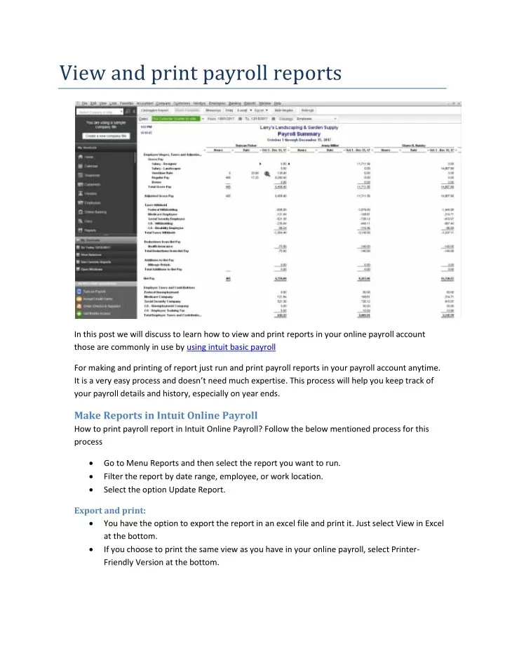 view and print payroll reports