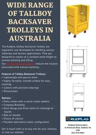 Wide Range of Tallboy Backsaver Trolleys in Australia
