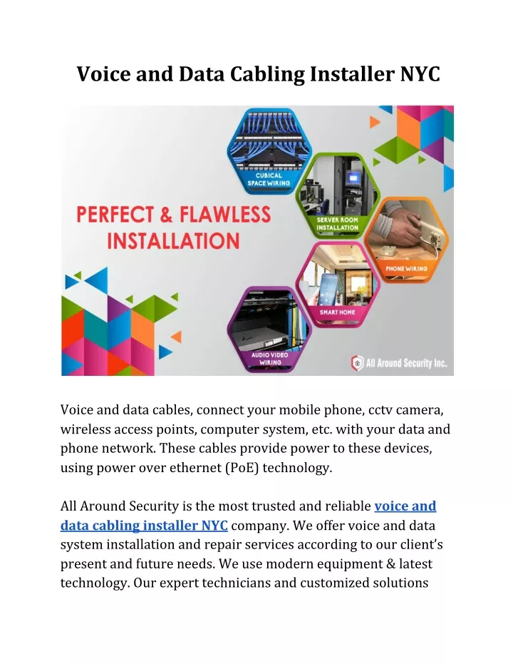 voice and data cabling installer nyc