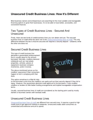 unsecured credit business lines how it s different