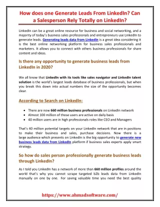 how does one generate leads from linkedin
