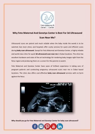 Why Feto Maternal And Genetyx Center Is Best For 3d Ultrasound Scan Near Me?