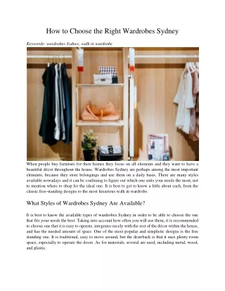 how to choose the right wardrobes sydney