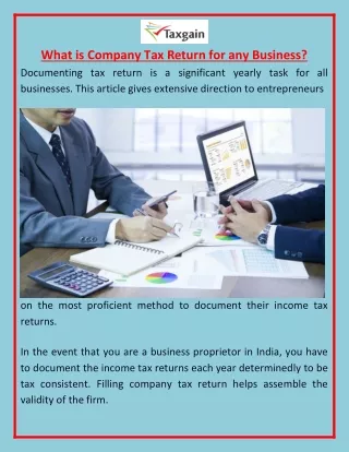 What is Company Tax Return for any Business?