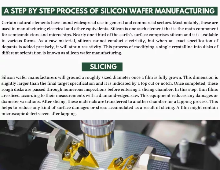 a step by step process of silicon wafer