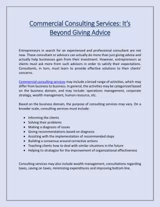 commercial consulting services it s commercial