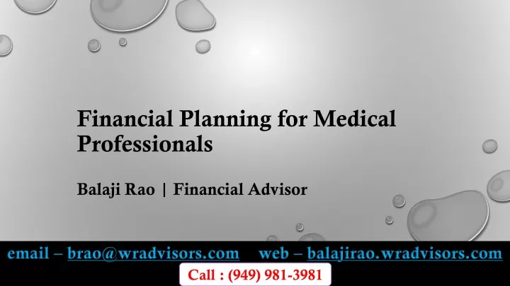 financial planning for medical professionals