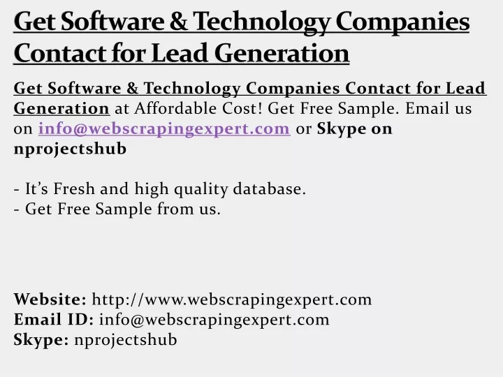 get software technology companies contact for lead generation