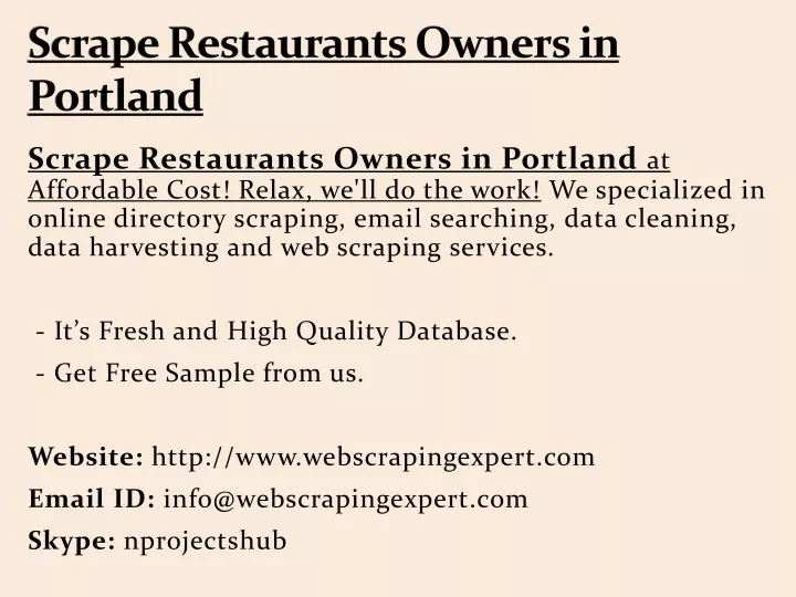 scrape restaurants owners in portland