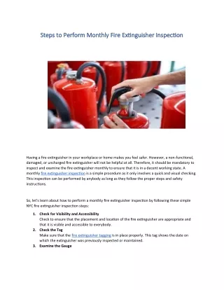 steps to perform monthly fire extinguisher