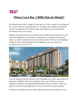 where can i buy 1 bhk flats in mohali