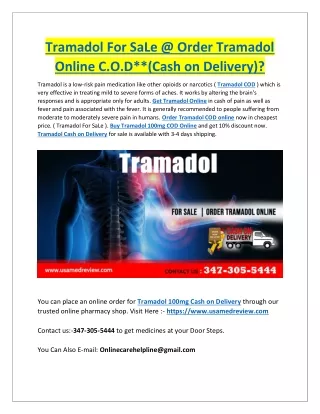 Tramadol For SaLe @ Order Tramadol Online C.O.D**(Cash on Delivery)?