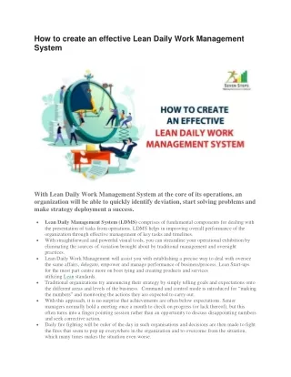 How to create an effective Lean Daily Work Management System