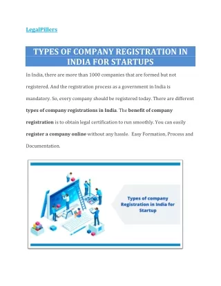 TYPES OF COMPANY REGISTRATION IN INDIA FOR STARTUPS